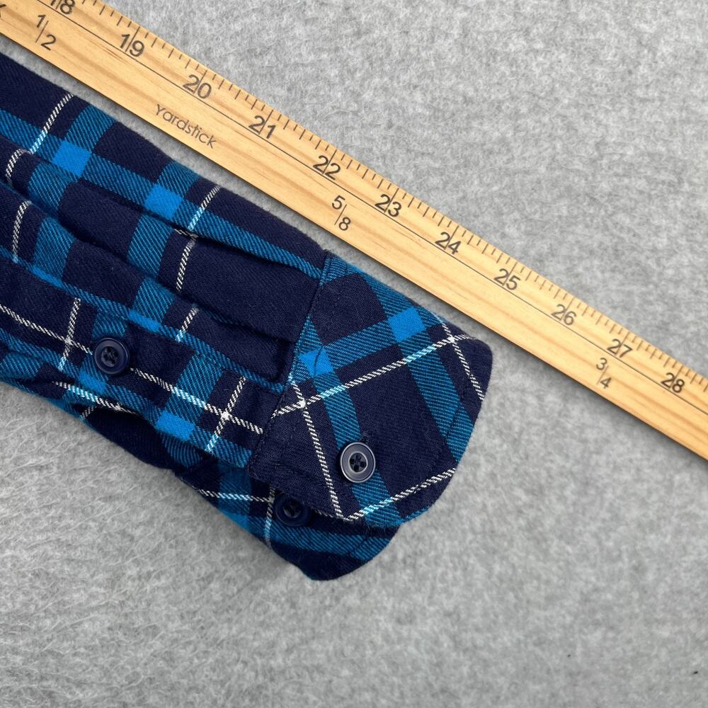 Duluth Trading Co Long Sleeve Button Down Shirt Womens Large Blue Plaid Roll Tab - Picture 15 of 15